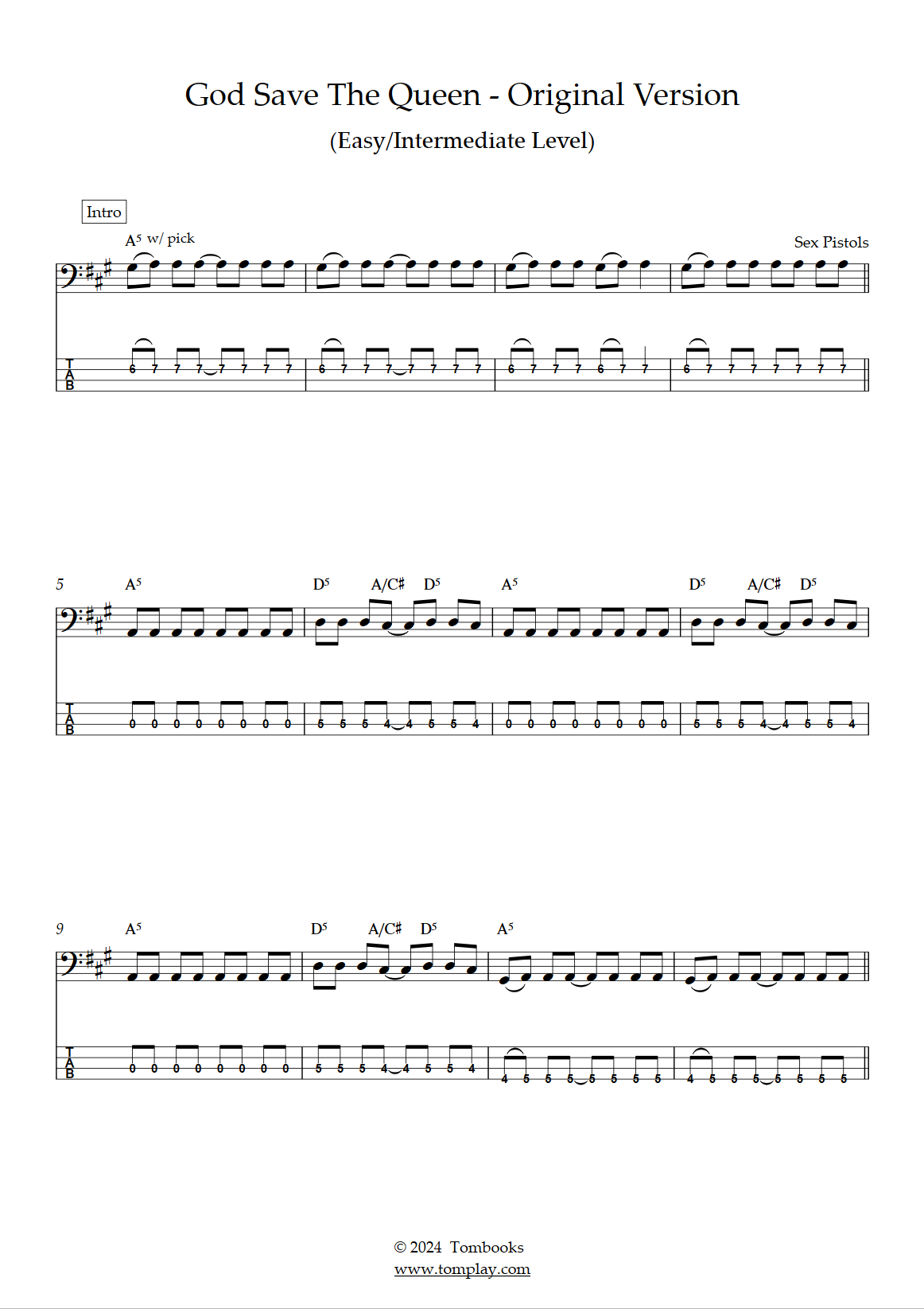 God Save The Queen Original Version Easy Intermediate Level Sex