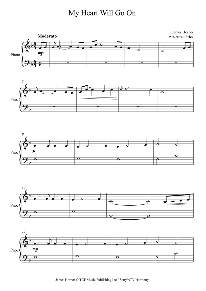 Titanic - Main Theme (Easy Level) (Horner (James)) - Piano Sheet Music