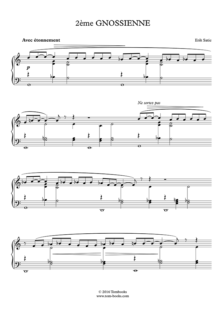 Gnossienne No. 2 - E. SATIE - Piano Solo