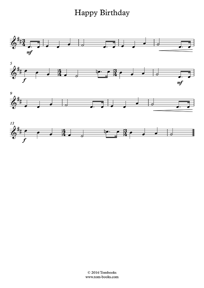 Happy Birthday Traditional Trumpet Sheet Music