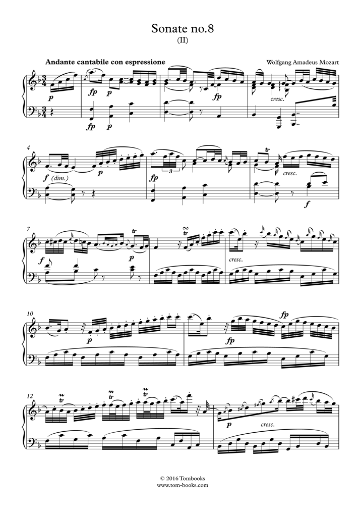 Piano Sonata No. 8 in A minor, K.310 - II. Andante cantabile con ...