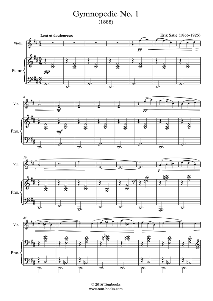 Gymnopédie n° 1 (piano d'accompagnement) (Satie) - Partition Piano