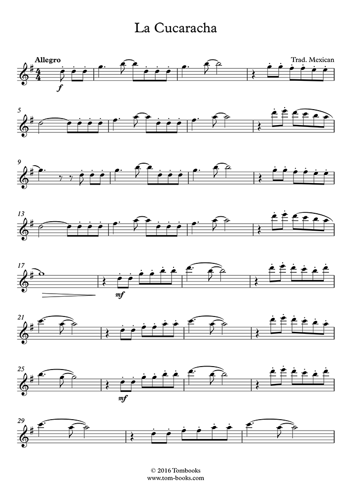 la cucaracha Sheet music for Flute (Solo)