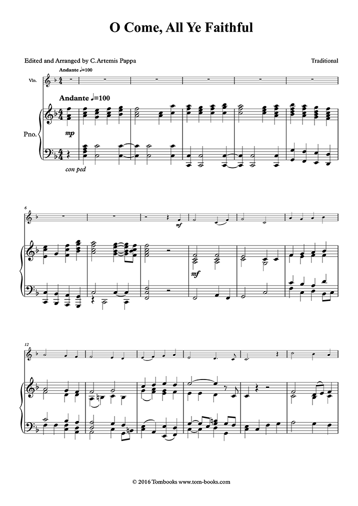 Absurdo Mexico Dar O Come, All Ye Faithful (Adeste Fideles) (accompaniment part) (Traditional)  - Partitura Piano