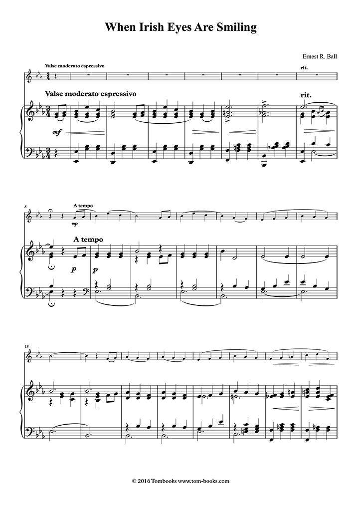 When Irish Eyes Are Smiling (accompaniment part) (Ball) - Piano Sheet Music