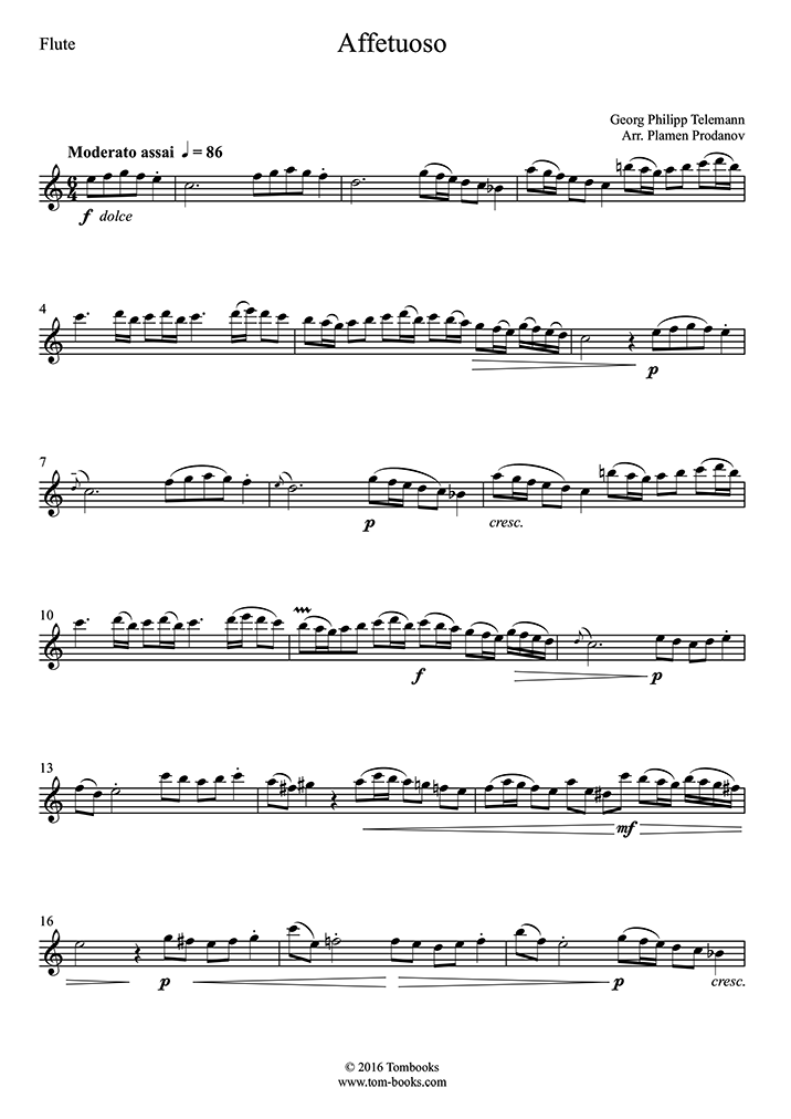 Siciliana from Partita No. 2 (G.P. Telemann) - Free Flute Sheet