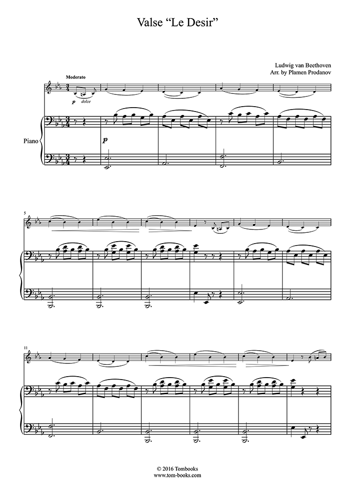 Waltz Le Désir Accompaniment Part Beethoven Piano Sheet Music