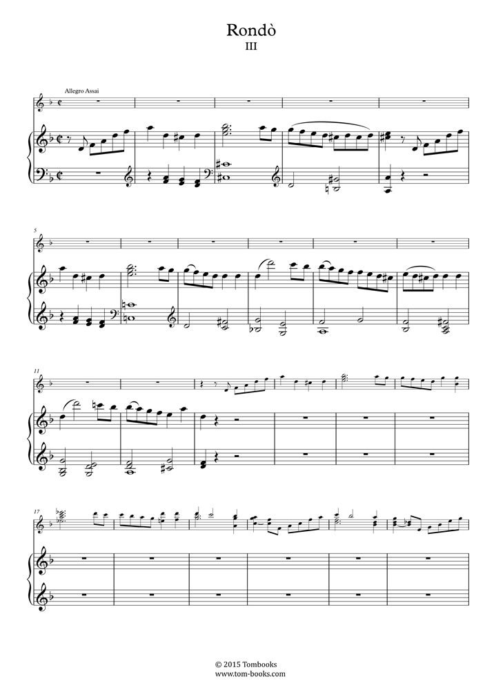 Piano Concerto No. in D minor, K.466 Allegro assai (Mozart) - Partitura Piano