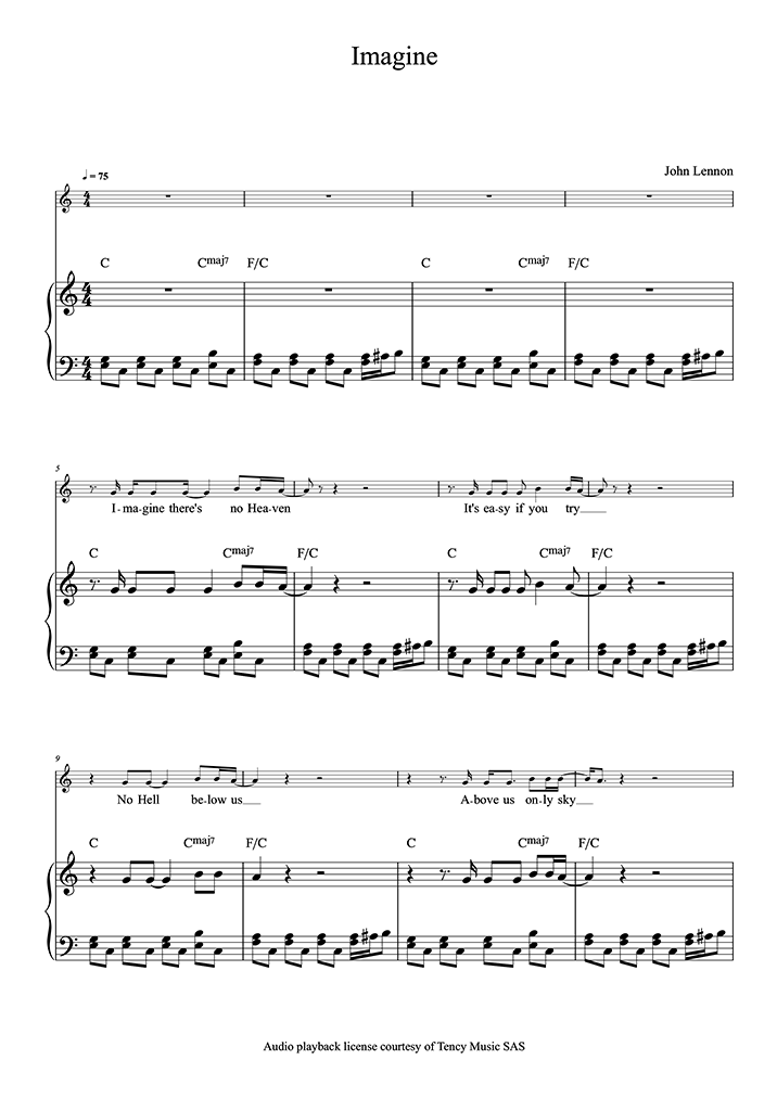 Enseñando mostrador Jane Austen Imagine (Advanced Level) (John Lennon) - Partitura Piano