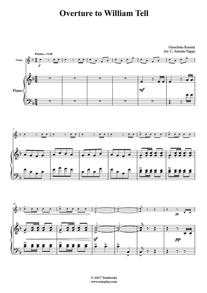 Guillermo Tell - Obertura IV. Finale (acompañamiento) - Partitura Piano