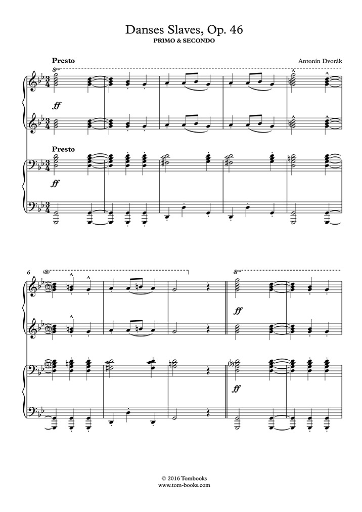 スラブ舞曲集 第1集 Op. 46〜第8番 (ドヴォルザーク) ピアノ 楽譜