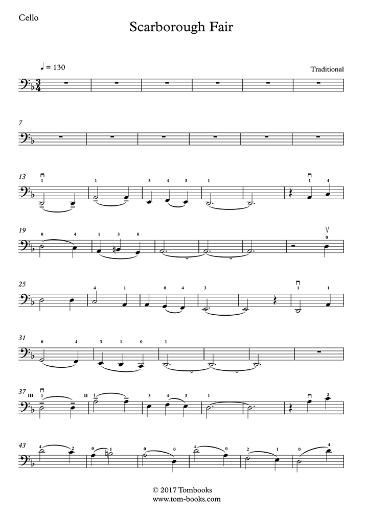 Traditional Scarborough Fair - Cello Part Sheet Music in A Minor -  Download & Print - SKU: MN0085059