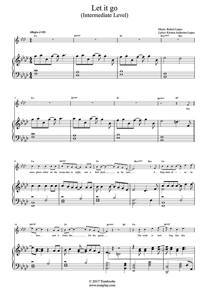 Partition piano Libérée, Délivrée (Let It Go) - La Reine des neiges  (Partition Digitale)