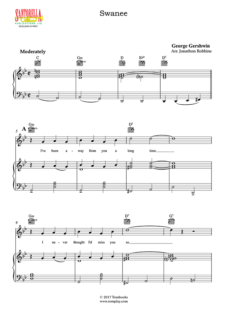 Swanee (Gershwin) - Piano Sheet Music