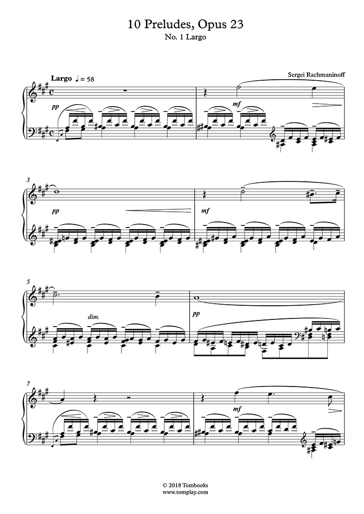 10 Preludes Opus 23 No 1 Largo Rachmaninoff Piano Sheet Music 10 Preludes Opus 23 No 1 Largo Rachmaninoff Piano Sheet Music