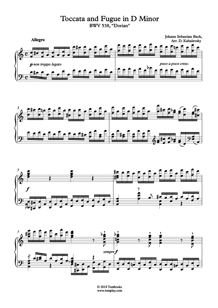 Toccata y Fuga en Re menor, BWV 538, 'Dorian' (arr. D. Kabalevsky ...