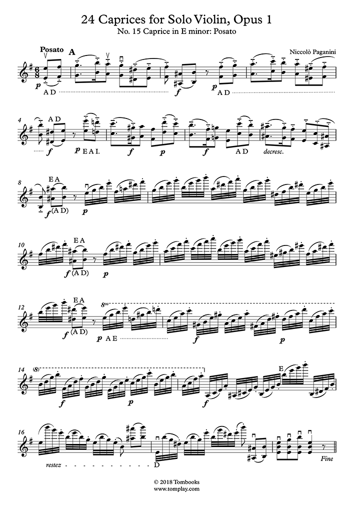 24のカプリース Op.1〜第15曲：ポサート ホ短調 (パガニーニ