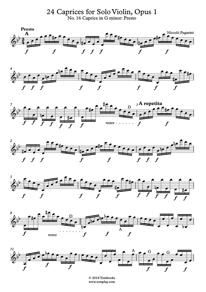 24のカプリース Op.1〜第16曲：プレスト ト短調 (パガニーニ