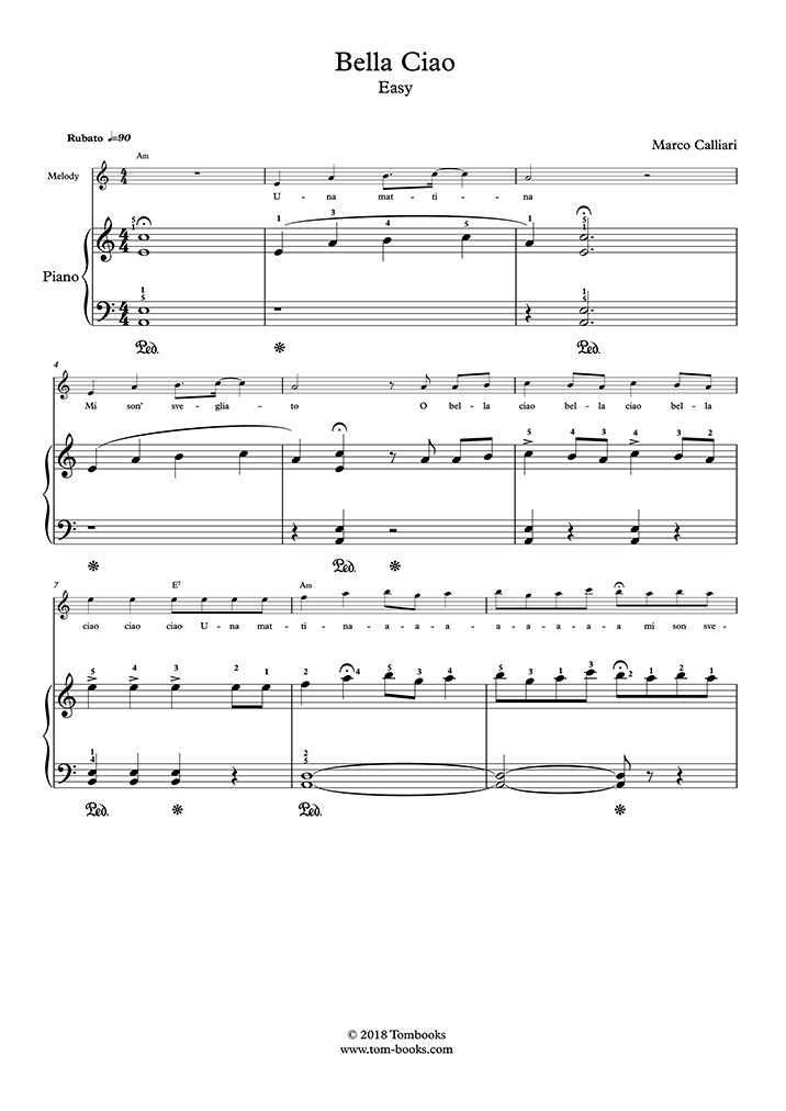 Bella Ciao - Easy Piano with Big Notes - Easy Piano - Digital Sheet Music