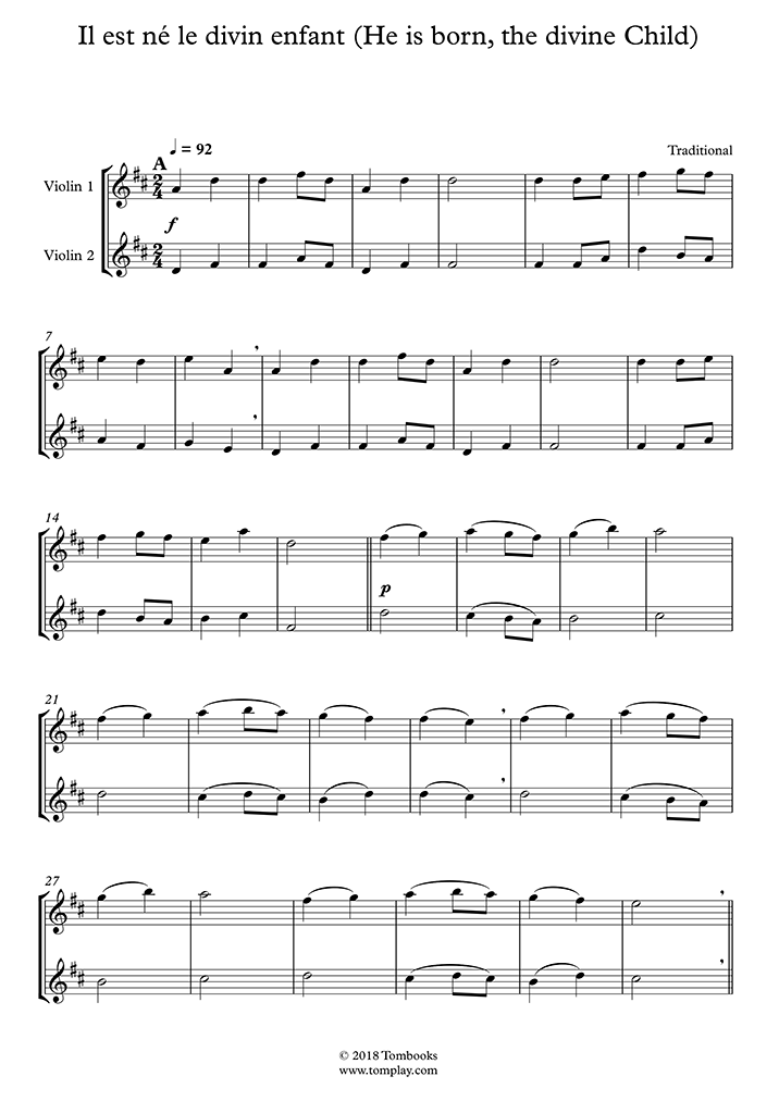 Il est Né le Divin Enfant piano Sheet music for Piano (Solo) Easy