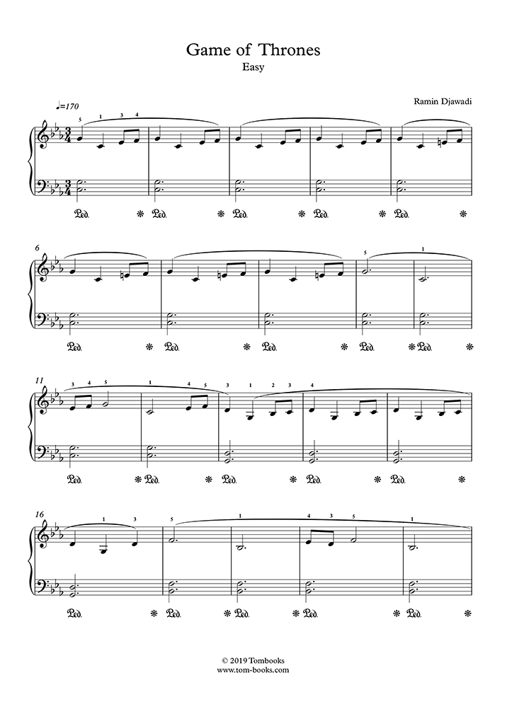 PianoClub: Game of Thrones (partitura com cifras - sheet music)