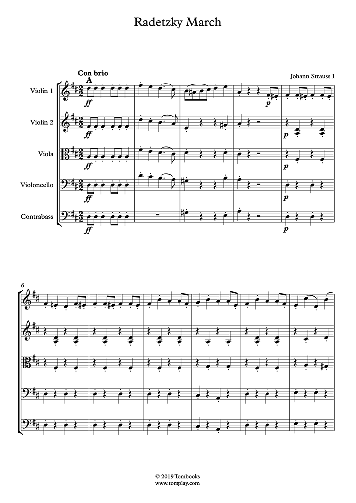 シュトラウス ラデツキー行進曲 オーケストラパート譜 スコア-