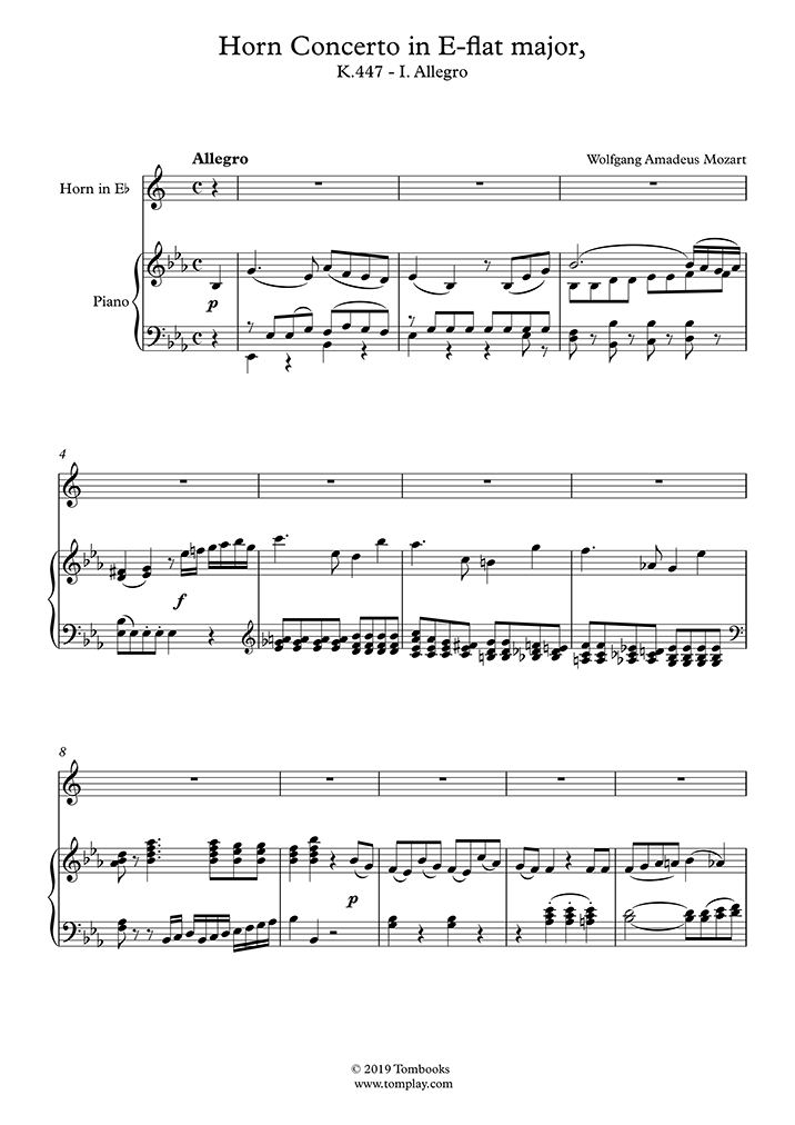 ホルン協奏曲 第3番 変ホ長調 K.447〜第1楽章：アレグロ