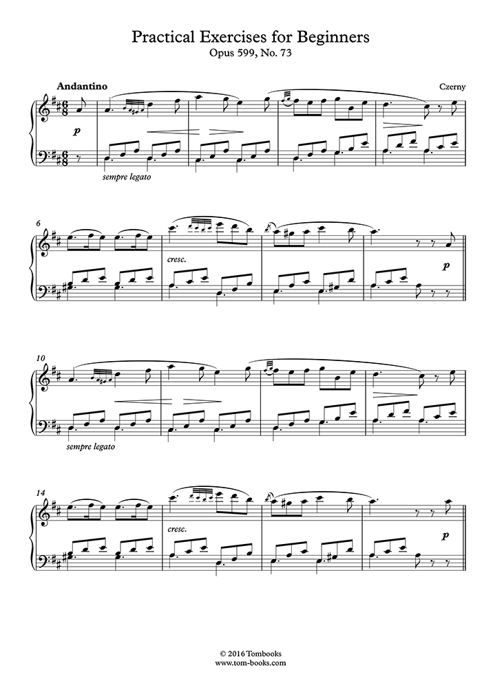 Practical Exercises for Beginners, Opus 599 - No. 73 (Czerny) - Piano ...