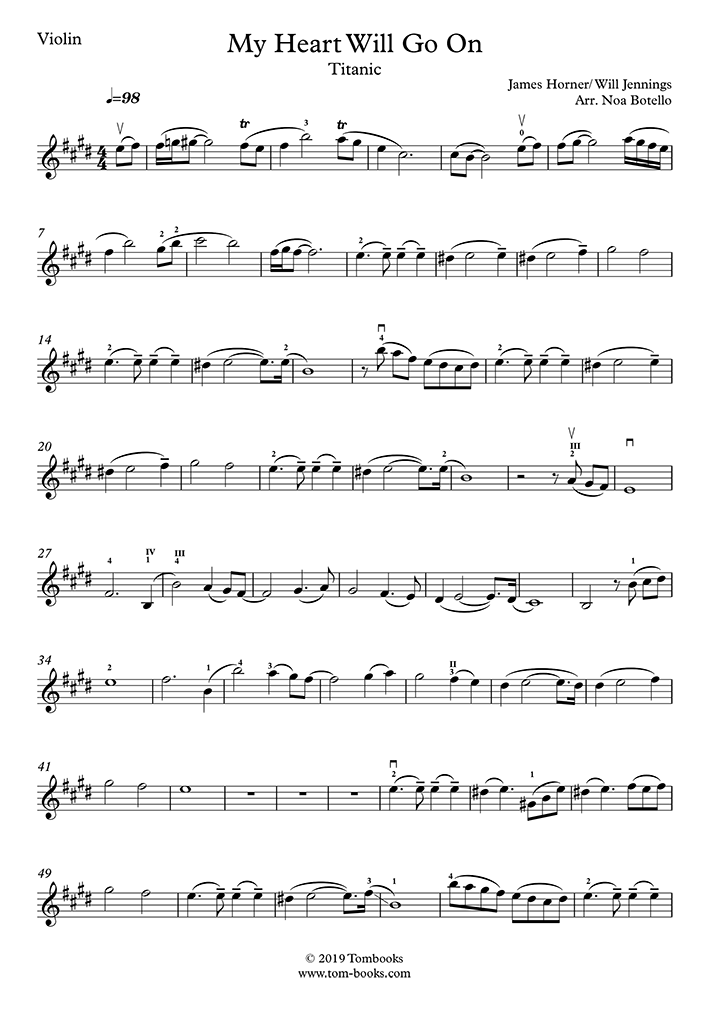 Titanic - My Heart Will Go On (Intermediate Level) (Horner (James)) - Violin  Sheet Music