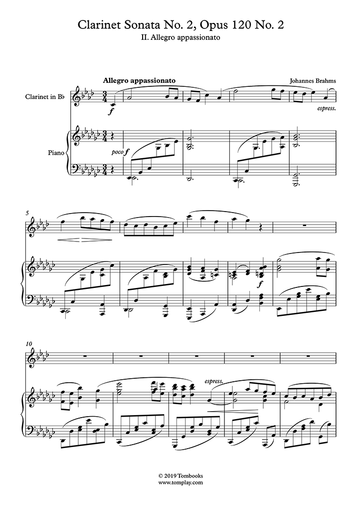 クラリネット・ソナタ第2番 変ホ長調 Op. 120-2〜第2楽章：アレグロ