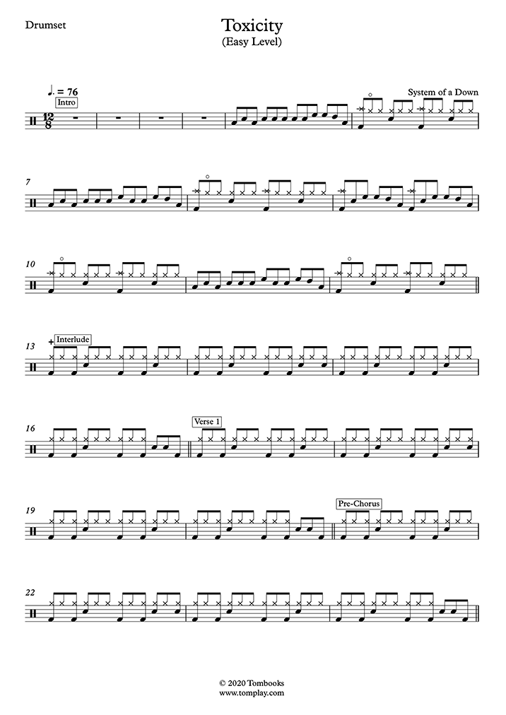 Toxicity - System of a Down Sheet music for Piano (Solo