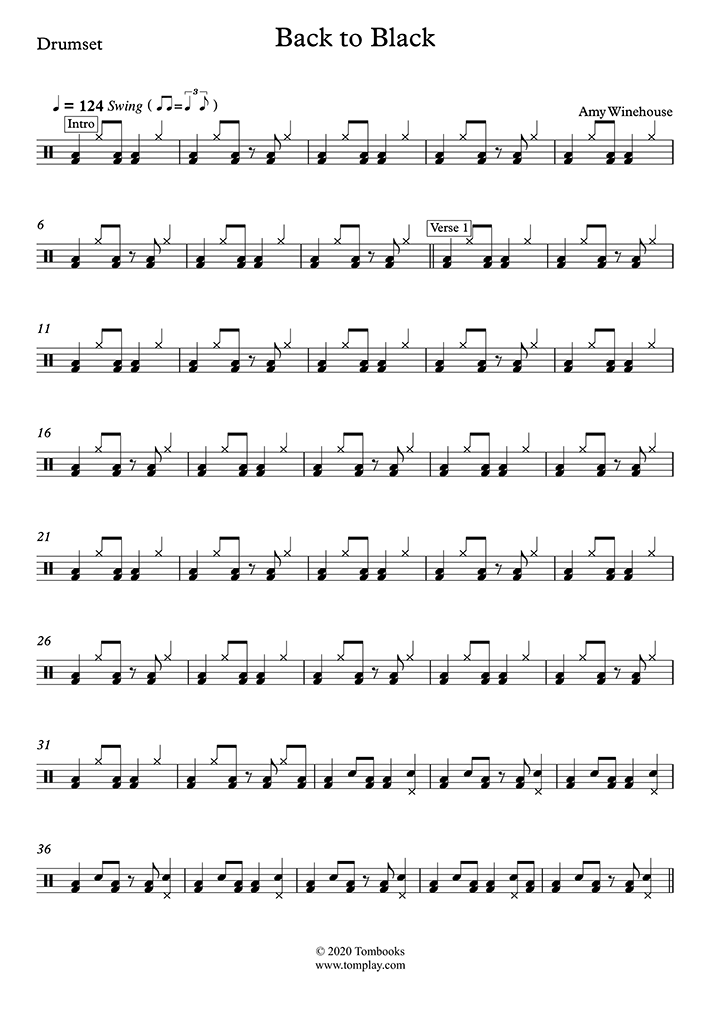 ☆ Amy Winehouse-Back To Black Sheet Music pdf, - Free Score