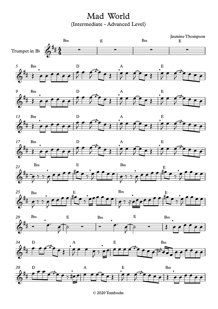 Mad World - Bb Trumpet Sheet music for Trumpet in b-flat (Solo)