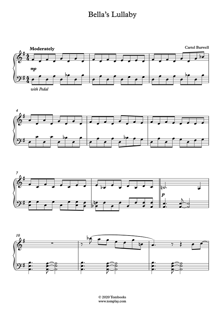 Twilight - Bella's Lullaby (Burwell) - Piano Sheet Music