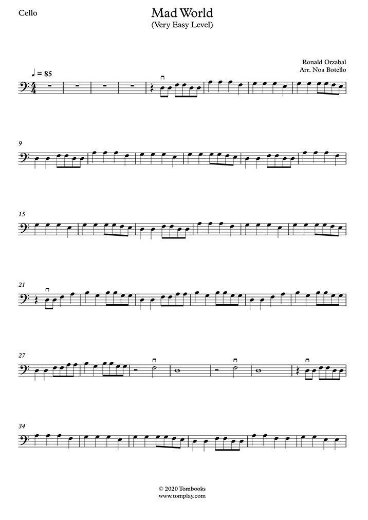 Mad World in C major Sheet music for Piano (Solo) Easy