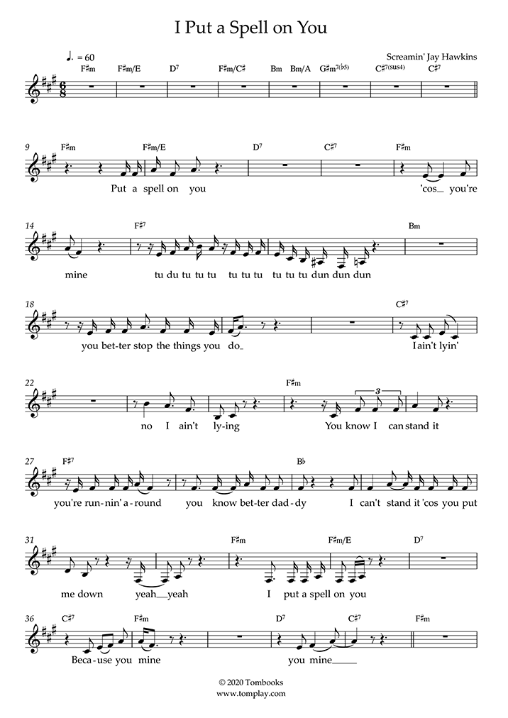 I Put A Spell On You Sheet music for Piano, Vocals (Piano-Voice