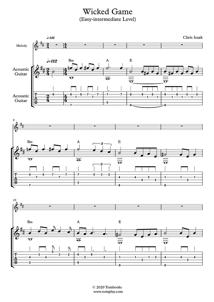 Wicked game – Chris Isaak Sheet music for Violin, Viola (String Duet)