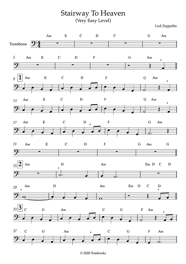 Stairway to Heaven (Very Easy Level) (레드 제플린) 트롬본 악보