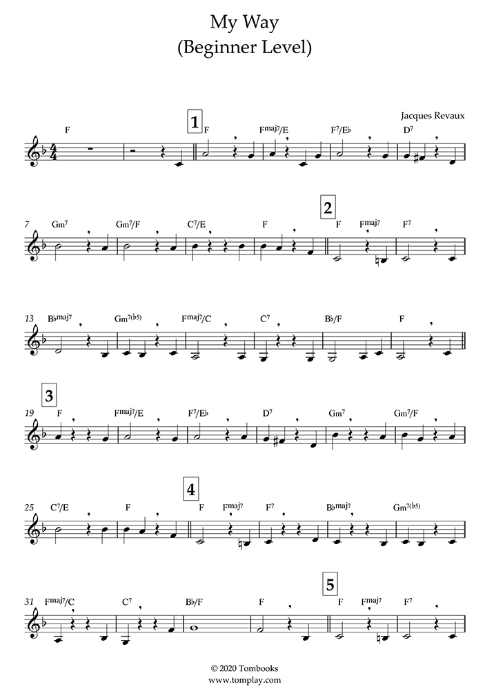 Frank Sinatra - My Way (Guitar Chord& TAB) Sheets by Learning Guitar