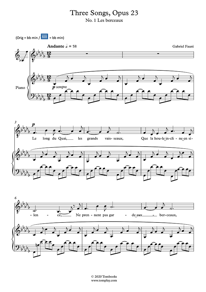 Three Songs Opus 23 No 1 Les Berceaux BARITONE Three Songs Opus 23 No 1 Les Berceaux BARITONE