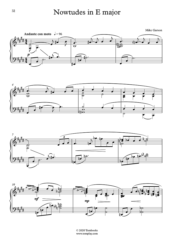 24 Nowtudes - No. 9 in E Major (Garson Mike) - Piano Sheet Music