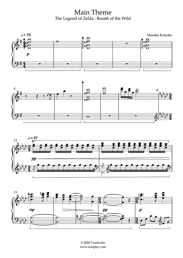 Zelda: Breath of the Wild - Captured Memories (piano) Sheet music for Piano  (Solo) Easy