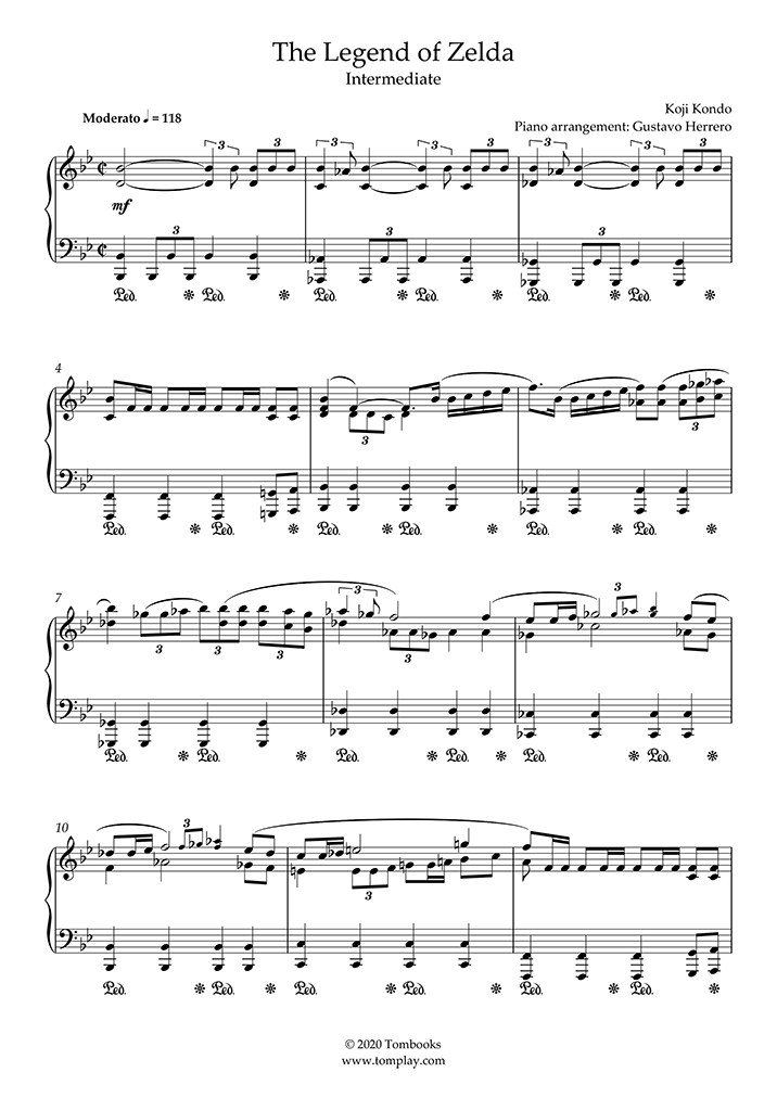 ゼルダの伝説」〜テーマ曲 (中級, ピアノ) (近藤・浩治) - ピアノ 楽譜