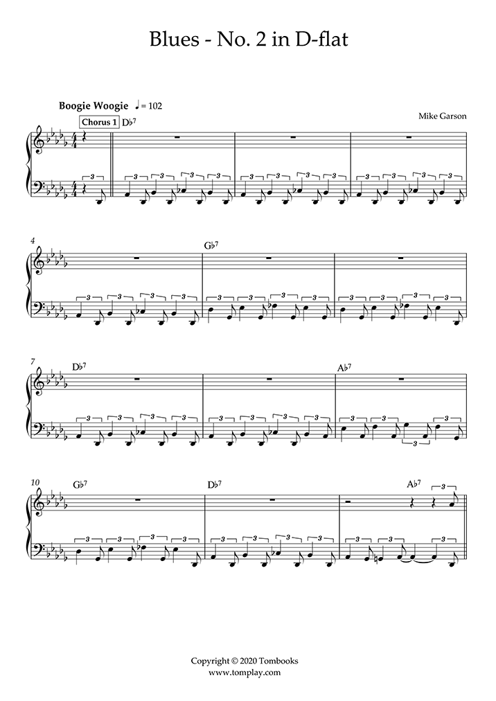 Blues - No. 2 in D-flat (Garson Mike) - Piano Sheet Music