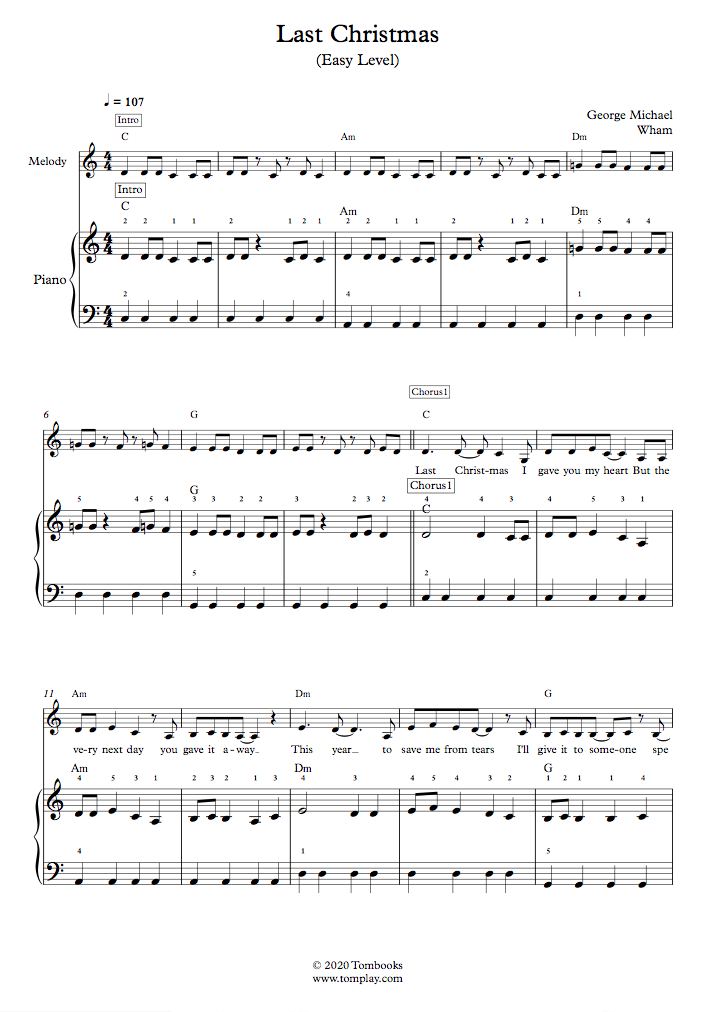 observación Continuación boicotear Last Christmas (Nivel Fácil, Piano Solo) (George Michael) - Partitura Piano