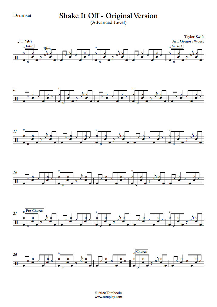 clarinet sheet music for taylor swift shake it off