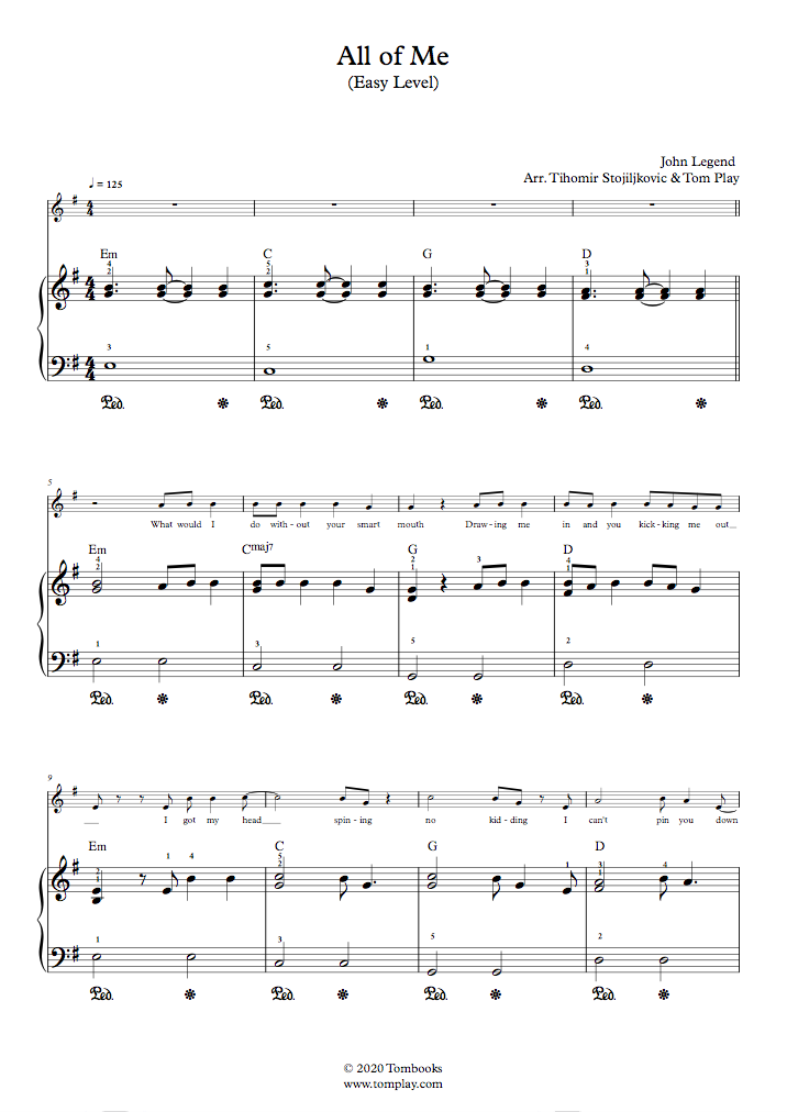 PARTITURA PARA PIANO: All of me [Music Ideas]