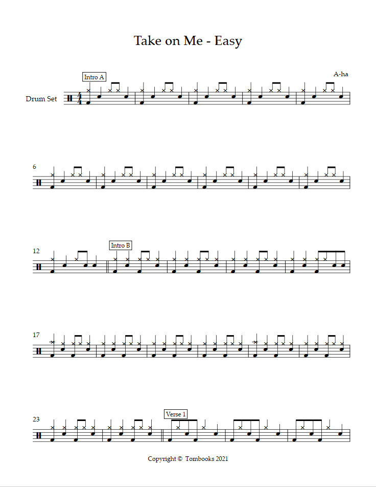 Take On Me Sheet Music, a-ha