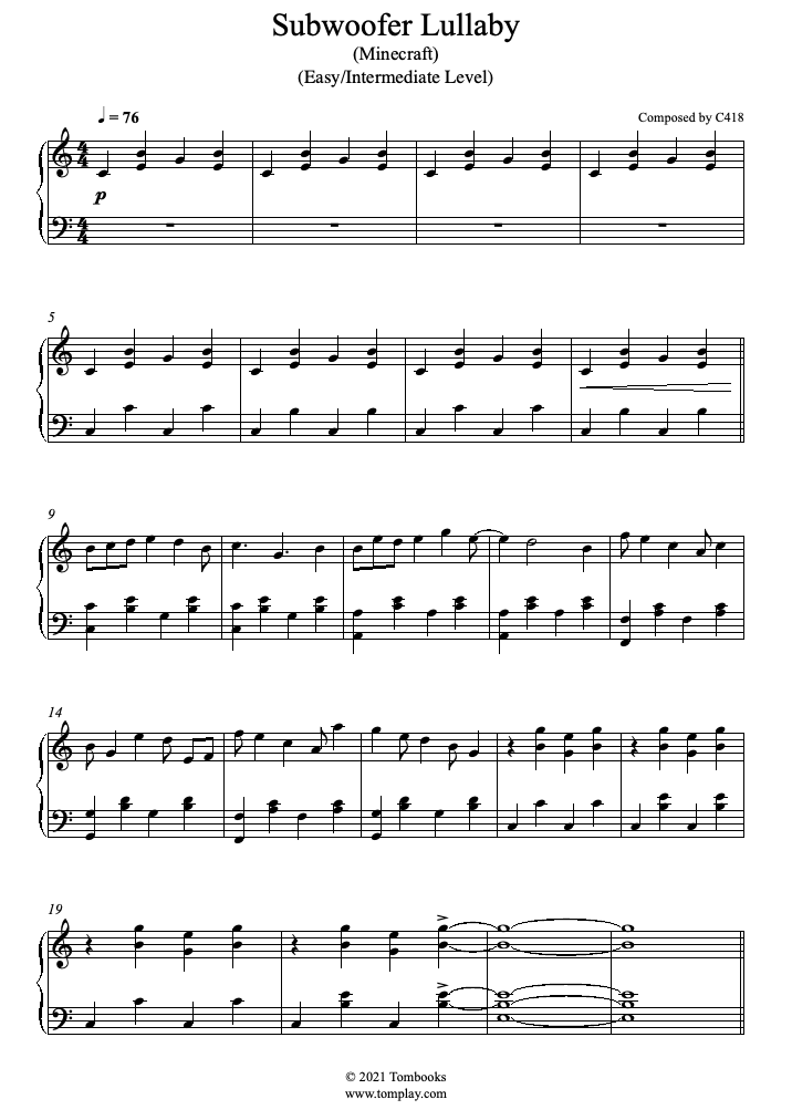 - (C418) - Piano Sheet Music