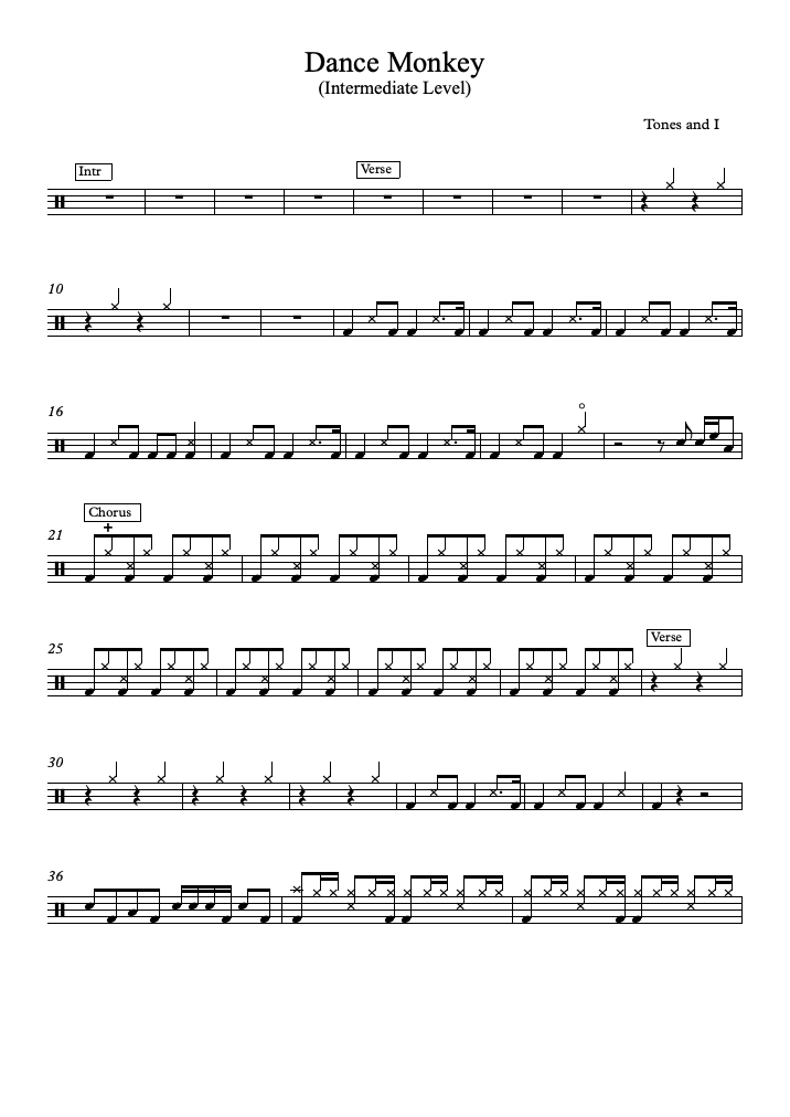 Dance Monkey, Partitura com Notas para Flauta Doce, Violino + Playback no  Piano